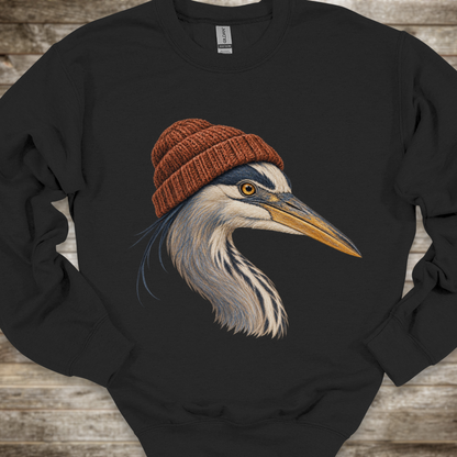 Blue Heron with Toque Sweatshirt