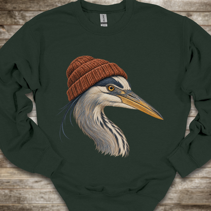 Blue Heron with Toque Sweatshirt