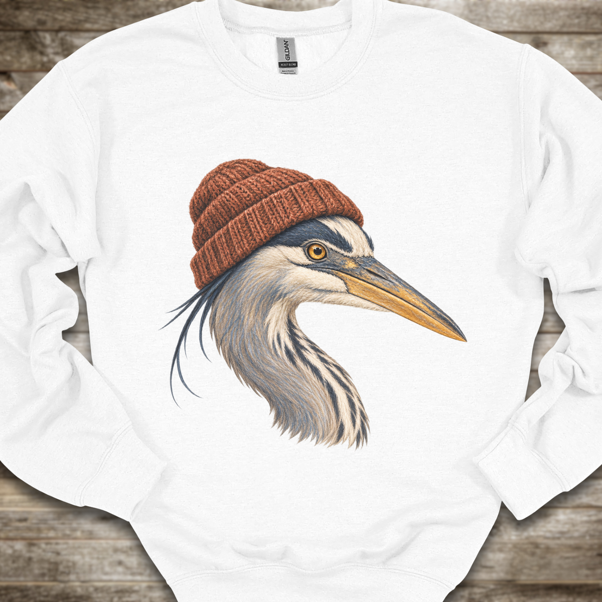 Blue Heron with Toque Sweatshirt
