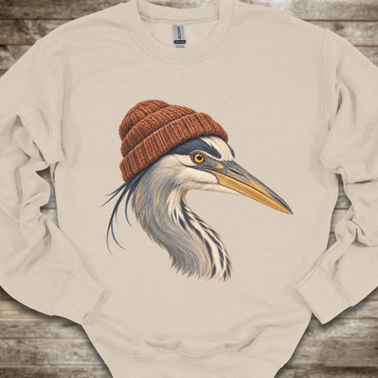 Blue Heron with Toque Sweatshirt