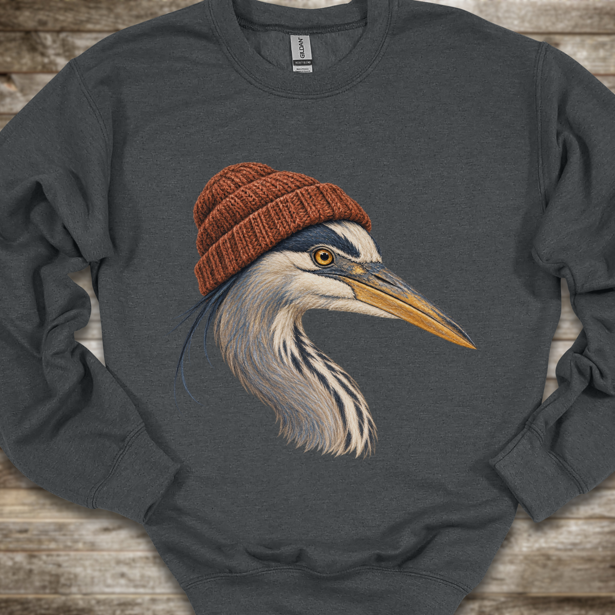 Blue Heron with Toque Sweatshirt
