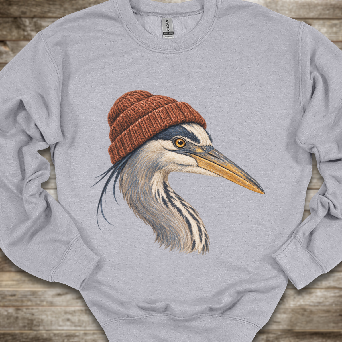 Blue Heron with Toque Sweatshirt