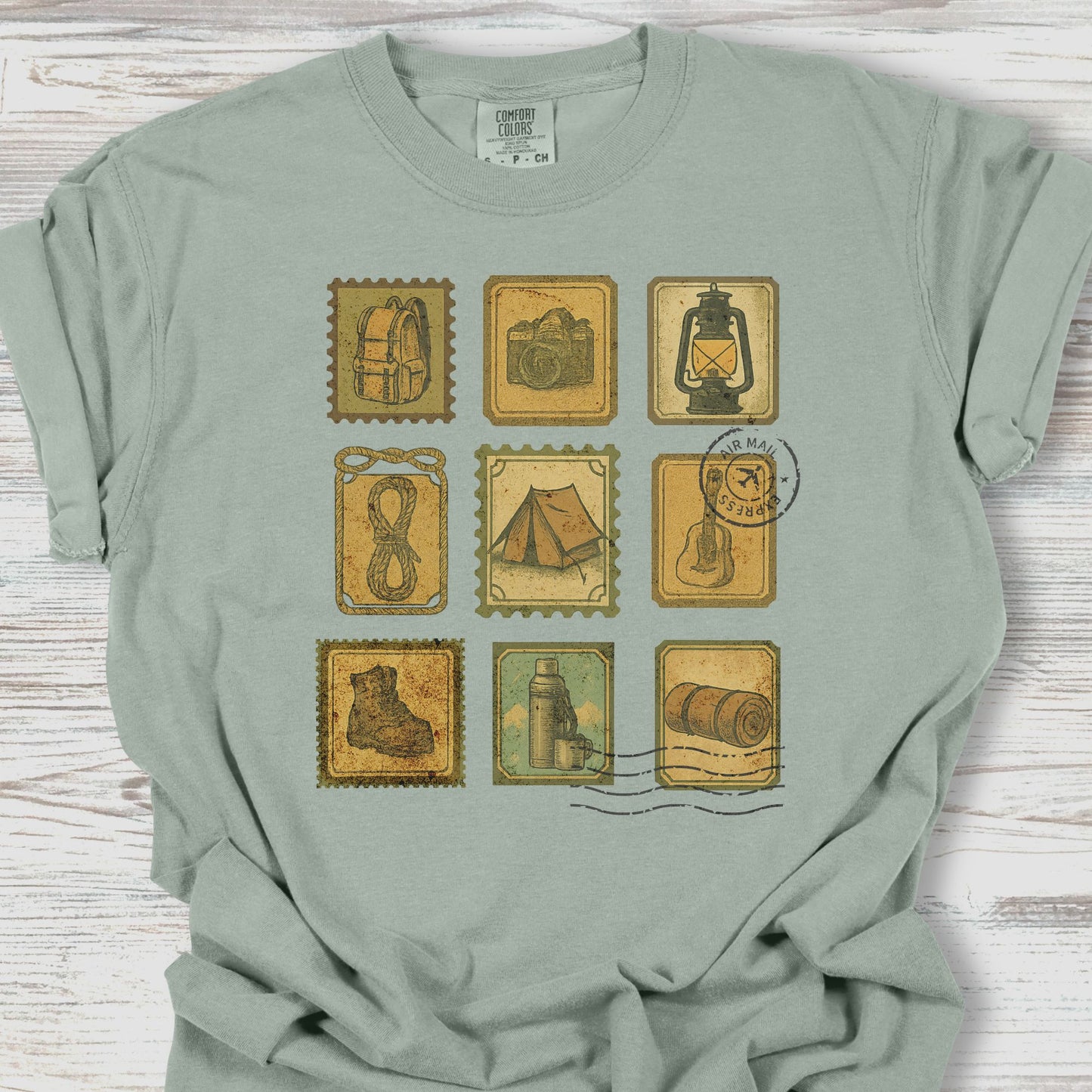 Camping Postage Stamps T-Shirt