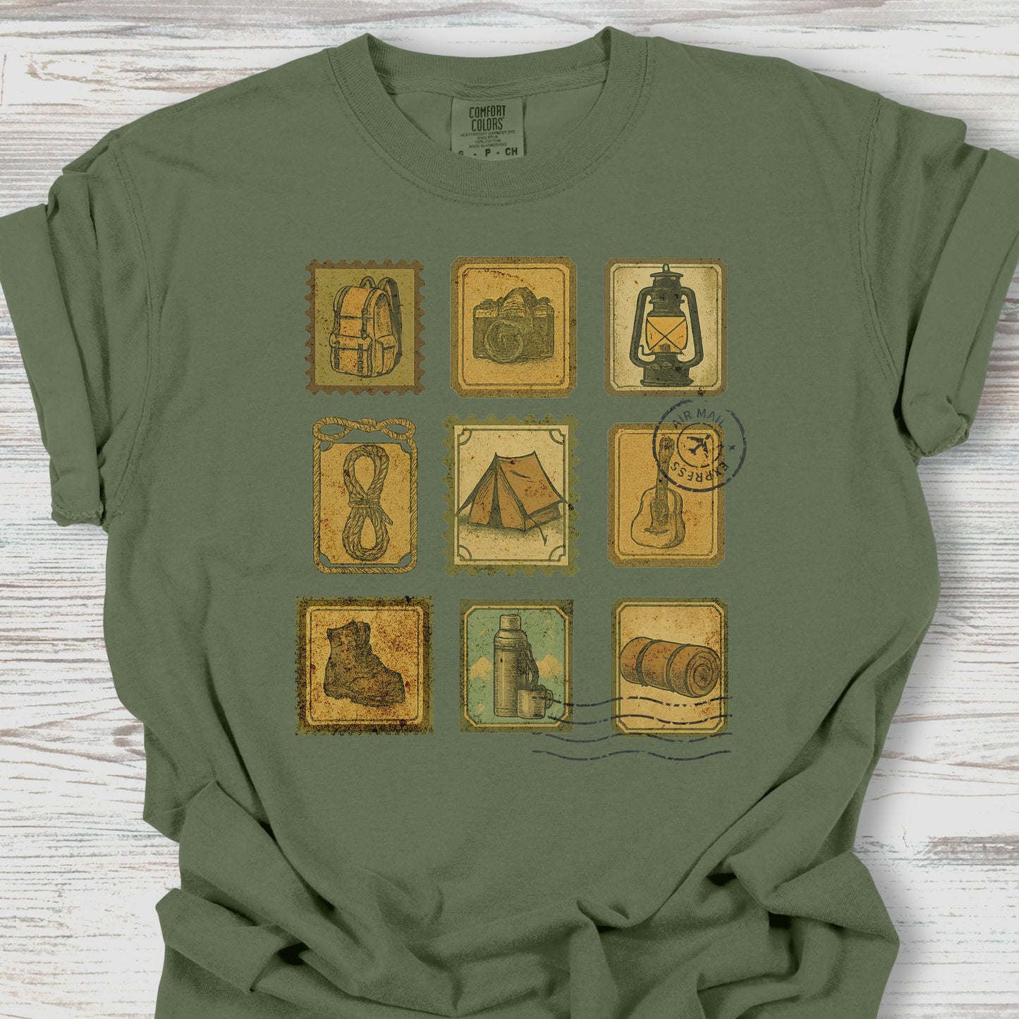 Camping Postage Stamps T-Shirt